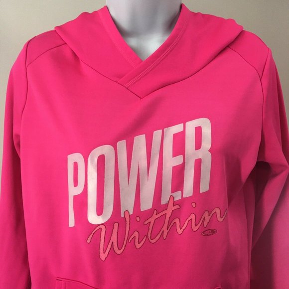 Champion Duo Dry Girls XL Barbiecore Bright Pink POWER WITHIN Hoodie Sweatshirt - Picture 3 of 10